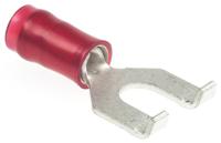 32498 TE Connectivity PIDG Insulated Crimp Spade Connector, 0.3mm² to 1.4mm², 22AWG to 16AWG, M4 Stud Size Nylon, Red