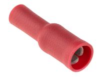 624-1241 RS PRO Insulated, Red Crimp Bullet Connector, 0.5mm² to 1.5mm², 22AWG to 16AWG, 4mm Bullet diameter Female