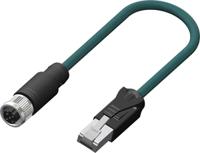 201-7148 RS PRO, 5m Cat5e, Teal M12 to Female RJ45 Male Shielded, Terminated PUR Sheath