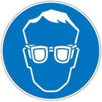 pic-250-dia-200-b7541-branded Brady PET Mandatory Eye Protection Sign With Pictogram Only Text