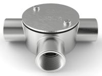 471-1287 RS PRO 3 Way Tee Box, Conduit Fitting, 20mm Nominal Size, 316 Stainless Steel, Silver IP67 rating
