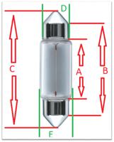 6423 Osram SV8.5-8 Automotive Incandescent Lamp, Clear, 24 V