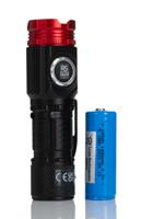 219-8131 RS PRO LED Torch Black, Red - Rechargeable 1500 lm, 105 mm