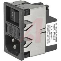 kmf1121111 Schurter 1A, 125 V ac, 250 V ac Male Snap-In Filtered IEC Connector 2 Pole KMF1.1211.11, Quick Connect 1 Fuse