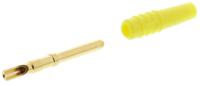 222609-24 Staubli Yellow Male Test Plug, 2mm Connector, Solder Termination, 10A, 30 V, 60V dc, Gold Plating