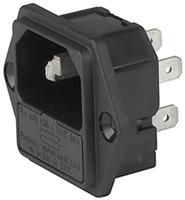 62002300 Schurter C14 Panel Mount IEC Connector Male, 10A, 250 V, Fuse Size 5 x 20mm