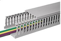 183-22525-htwd-hf-25x25-pcabs-gy HellermannTyton HTWD-HF Grey Slotted Panel Trunking - Open Slot, W25 mm x D25mm, L2m, Halogen Free PC/ABS