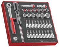 ted3836 Teng Tools 36-Piece Metric 3/8 in Standard Socket/Bit Set with Ratchet, 6 point; Hex Bit; Torx Bit
