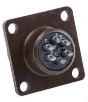 kpt02e10-6s ITT Cannon, KPT, Copper Alloy 6 Way Box Mount MIL Spec Circular Connector Receptacle, Socket Contacts,Shell Size 10,