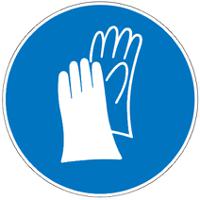 pic-255-dia-200-b7541-branded Brady PET Mandatory Hand Protection Sign With Pictogram Only Text