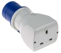 610375 Scame IP20 Blue 1 x 2P + E, 1 x 2P + E Industrial Power Connector Adapter Plug, Socket, Rated At 13A, 250 V