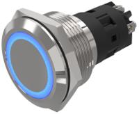 82-61522123 EAO 82 Series Illuminated Illuminated Push Button Switch, Latching, Panel Mount, 22.3mm Cutout, SPDT, Blue LED, 240V,