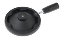 90913 Rose+Krieger Black Die Cast Aluminium Hand Wheel, 100mm diameter