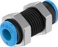 qsms-4 Festo QSMS Series Bulkhead Tube-to-Tube Adaptor, Push In 4 mm to Push In 4 mm, Tube-to-Tube Connection Style, 153376