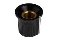 259-6957 RS PRO 16.2mm Black, Grey Potentiometer Knob for 6.35mm Shaft Splined