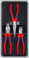 00-20-11 Knipex 3-Piece Plier Set, Straight Tip, 185 mm Overall