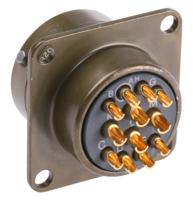 85102e1412p50 Souriau Sunbank by Eaton, 851, Copper Alloy 12 Way Panel Mount MIL Spec Circular Connector Receptacle, Pin