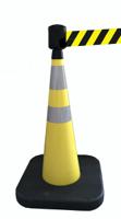 204-1804 RS PRO Weighted Grey, Yellow 1.10 m PVC Safety Cone With Strap Reel