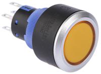175-8223 RS PRO Illuminated Push Button Switch, Momentary, Panel Mount, 22.2mm Cutout, DPDT, Yellow LED, 250V ac, IP65