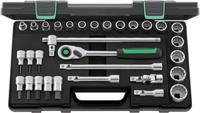 96031440 STAHLWILLE 31-Piece Metric 1/2 in Standard Socket/Bit Set with Ratchet, 12 point; Hex Bit