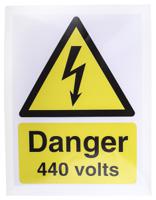 917-5415 RS PRO Self-Adhesive Electrical Hazard Warning Sign (English, French)