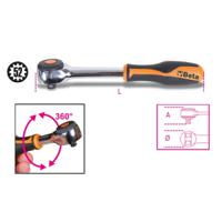 91058 BETA 910/58 3/8 in Round Ratchet with Rotator Handle, 222 mm Overall