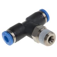 qst-18-4 Festo QS Series Tee Threaded Adaptor, Push In 4 mm to Push In 4 mm, Threaded-to-Tube Connection Style, 153106