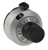 18-a-11 Vishay 22.2mm Chrome Multiturn Dial for 6.35mm Shaft Splined, 18-A-11