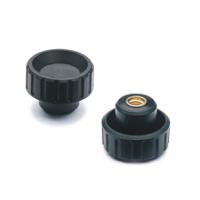 6312 Elesa  Black Polyamide Based Technopolymer Round Knob, M5, Blind Hole