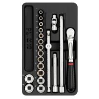 modjl161-36 Facom 20-Piece Metric 3/8 in Standard Socket Set with Ratchet, 6 point