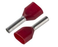 twe1-8 JST, TWE Insulated Crimp Bootlace Ferrule, 8mm Pin Length, 2.3mm Pin Diameter, 2 x 1mm² Wire Size, Red