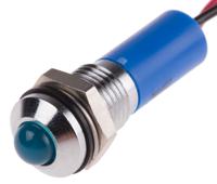 723-9615 RS PRO Blue Panel Mount Indicator, 110V ac, 8mm Mounting Hole Size, Lead Wires Termination, IP67