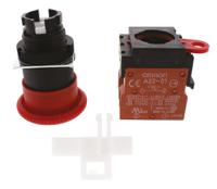 a22e-m-02 Omron A22E Series Twist Release Emergency Stop Push Button, Panel Mount, 2NC, IP65