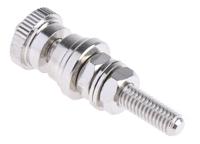 668-4590 RS PRO 30A, Silver Binding Post With Brass Contacts and Nickel Plated - 5mm Hole Diameter