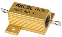 hs25-r01-k Arcol, 10mΩ 25W Wire Wound Chassis Mount Resistor HS25 R01 K ±10%