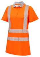 lfe974-nb-26 PULSAR LFE951 Orange Women Hi Vis Polo Shirt, 26in