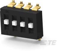 tds04sgnntu04 TE Connectivity 4 Way Surface Mount DIP Switch SPTT, Raised Actuator