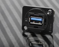 916-0215 RS PRO Straight, Panel Mount, Socket- Single Port Type A to A 3.0 USB Connector