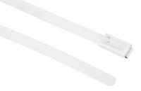 743-6318 RS PRO Cable Tie, Roller Ball, 200mm x 4.6 mm, White Polyester Coated Stainless Steel, Pk-100