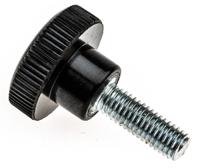 702-7535 RS PRO Black Knurled Clamping Knob, M5, Threaded Stud
