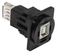 916-0227 RS PRO Straight, Panel Mount, Socket to Socket- Dual Port Type B to A 2.0 USB Connector