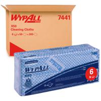 7441 WYPALL WypAll® X50 Critical Clean™  Blue Cloths for Surface Cleaning, Dry Use, Box of 50, 418 x 221mm, Repeat Use