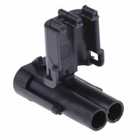 12010973 Delphi, Weather-Pack Automotive Connector Plug Black Cable Mount 2 Way, Crimp Termination