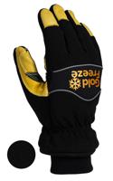 4502000-10 Goldfreeze Coldstore Gloves Yellow, Black Leather Waterproof Gloves, Size 10, Polyvinyl Chloride Coating