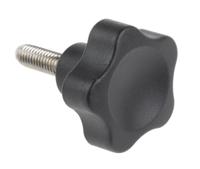 166263 Elesa  Black Multiple Lobes Clamping Knob, M6, Threaded Stud