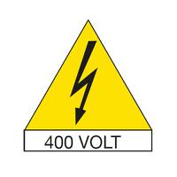 1stq001038a0000 ABB Yellow Plastic Safety Labels, 400V Lightning Flash-Text 125 mm x 50mm