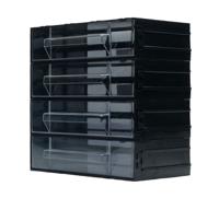 280-6427 RS PRO 4 Drawer Storage Unit, Polystyrene, 225mm x 225mm x 133mm, Black, Transparent