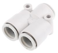 kq2u12-00a SMC KQ2 Pneumatic Y Tube-to-Tube Adapter, Push In 12 mm x Push In 12 mm x Push In 12 mm