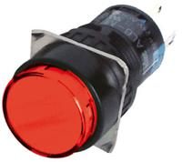 al6m-m14p-r Idec Illuminated Push Button Switch, Momentary, Panel Mount, 16.2mm Cutout, SPDT, Red LED, 250V, IP65
