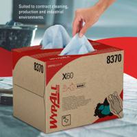 8370 Kimberly Clark WypAll® X60 General Clean™  Blue Cloths for Industrial Cleaning, Dry Use, Box of 200, 418 x 283mm,
